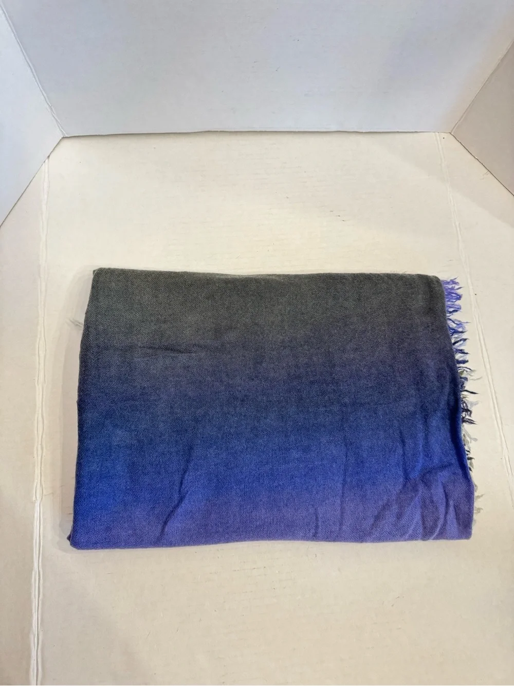 Chan Luu 100% Cashmere Scarf Wrap 56x58 Oversized Square Ombre Blue Gray Green